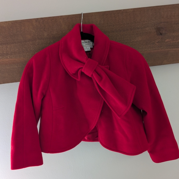 Helene Berman London Vibrant Red Short Coat with Bow - Picture 1 of 8